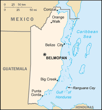 belize on map